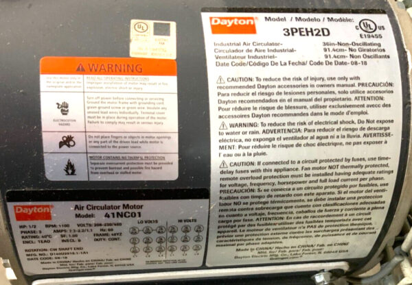 NEW Lot of 2 Dayton 3PEH2 3PEH2D 36" Standard Non-Oscillating Industrial Fan