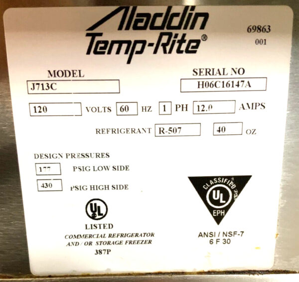 Aladdin J713C Temp-Rite 90" X 30" Refrigerated 6 Pan Cold Food Serving Counter