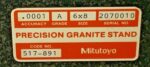 Mitutoyo Precision Granite Stand Micrometer Comparator 517-891 6”x8” Base  22D