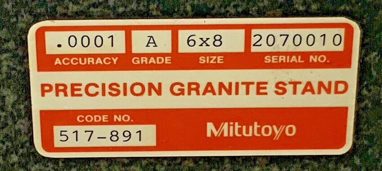 Mitutoyo Precision Granite Stand Micrometer Comparator 517-891 6”x8” Base  22D_5 Mitutoyo Precision Granite Stand Micrometer Comparator 517-891 6”x8” Base  22D