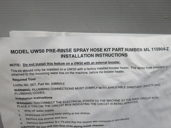 Hobart Spray Gun ML110904-0000Z MV 920 Pressure Washer Hose Kit Commercial