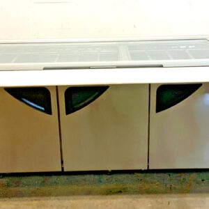 Turbo Air TST-72SD-30-N-GL 72" Glass Top Refrigerated 3-Door Sandwich Prep Table