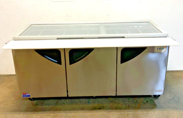 Turbo Air TST-72SD-30-N-GL 72" Glass Top Refrigerated 3-Door Sandwich Prep Table
