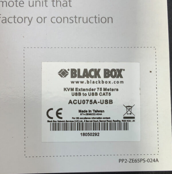 NEW Black Box ACUO75A-USB KVM ServSwitch Short Range Extender Kit 75ft 275C