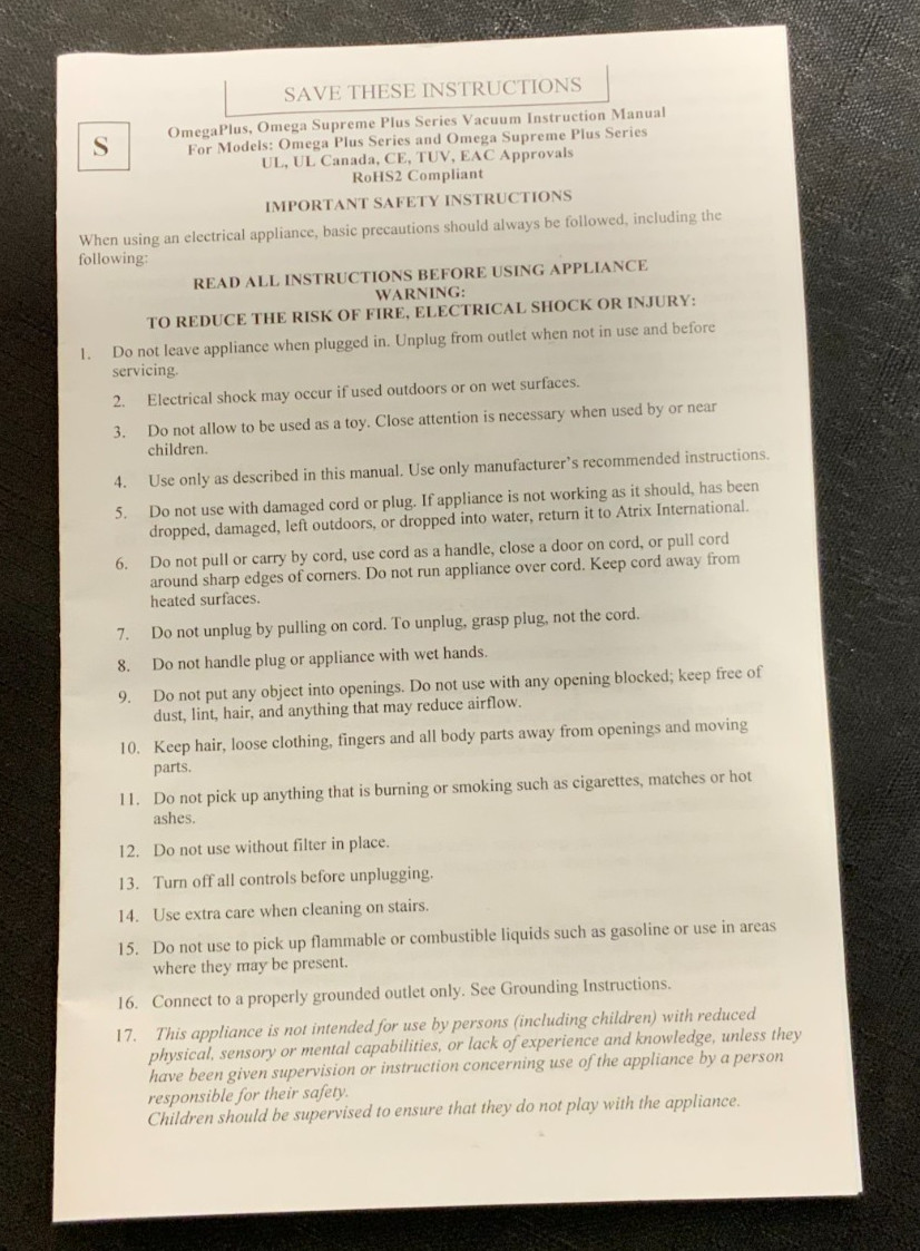 NEW Omega Plus 54043 Atrix VACOMEGA Vacuum Cleaner 26D_6 NEW Omega Plus 54043 Atrix VACOMEGA Vacuum Cleaner 26D