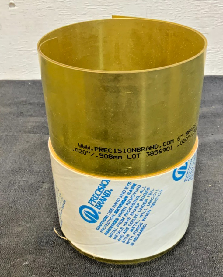 Lot of 3 Precision Band 17670 Brass Shim Stock 6"x60".020G 263B_3 Lot of 3 Precision Band 17670 Brass Shim Stock 6"x60".020G 263B