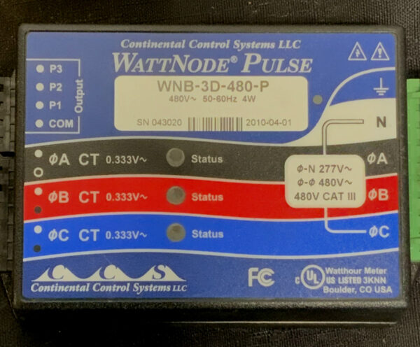 WattNode Pulse WNB-3D-480 Watthour Meter/Logger Transducer 480V 50-60HZ 4W 243I