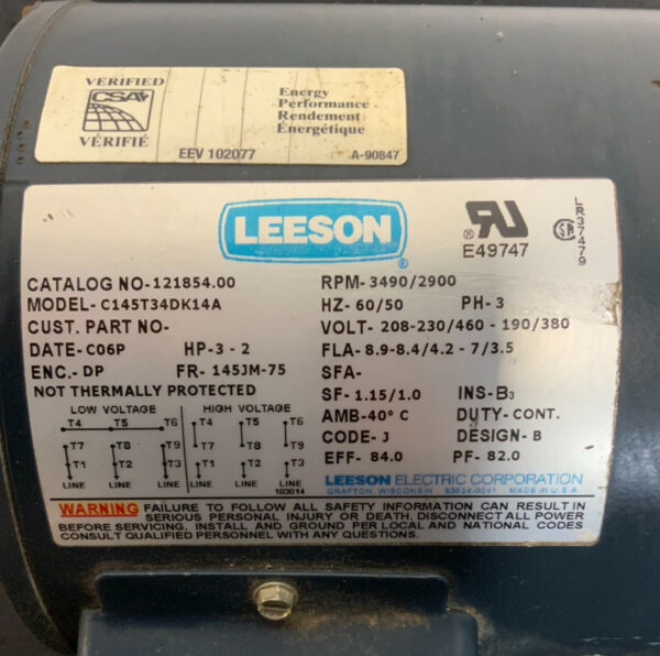 LESSON C145T34DK14 3HP Ultimate Three Phase Premium JM Pump Motor 3490RPM 65C