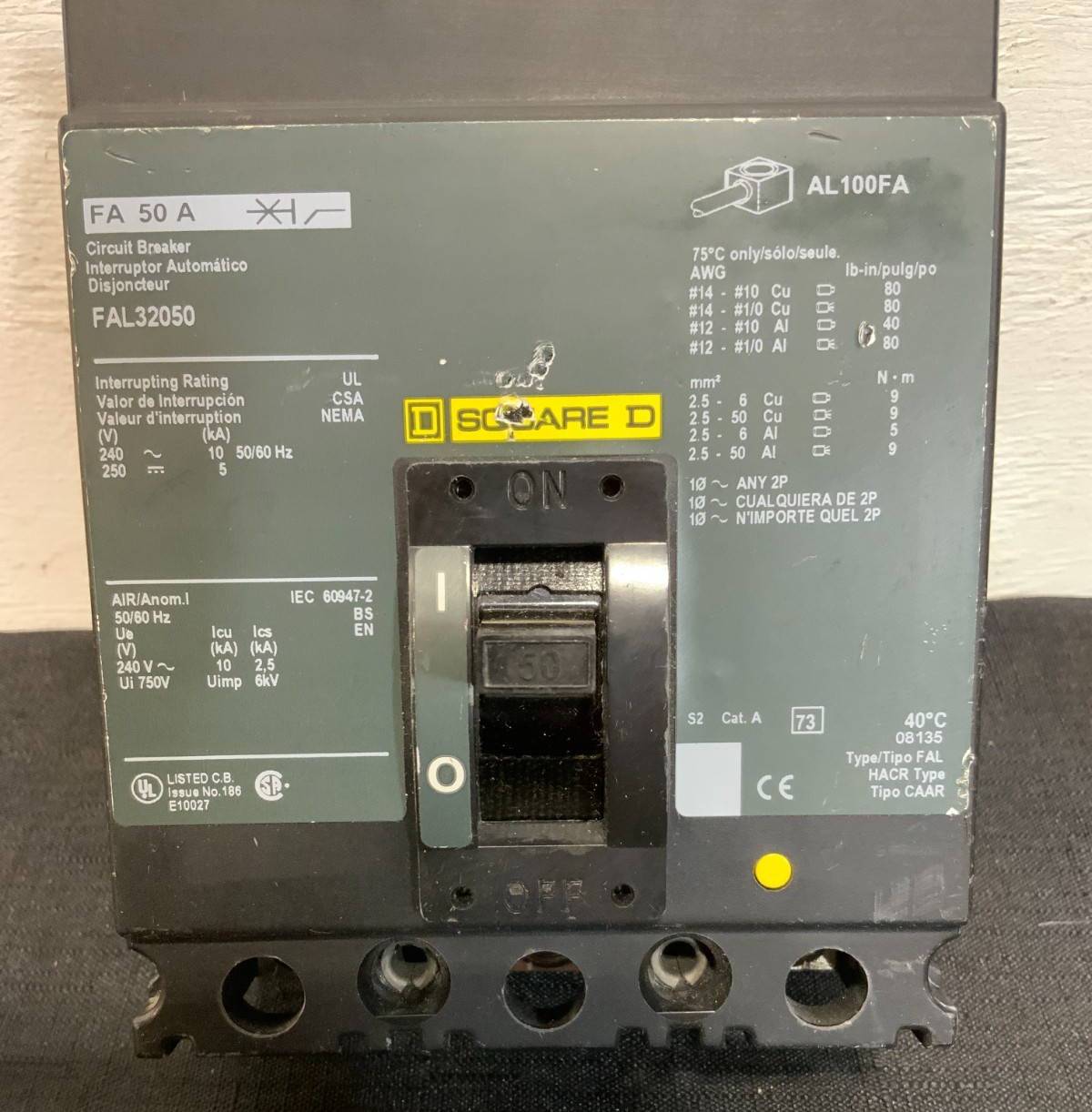 IPV ISquare D FAL32050 Thermal Magnetic Circuit Breaker 3 Pole 50AMP 240VAC 252G_1 IPV ISquare D FAL32050 Thermal Magnetic Circuit Breaker 3 Pole 50AMP 240VAC 252G