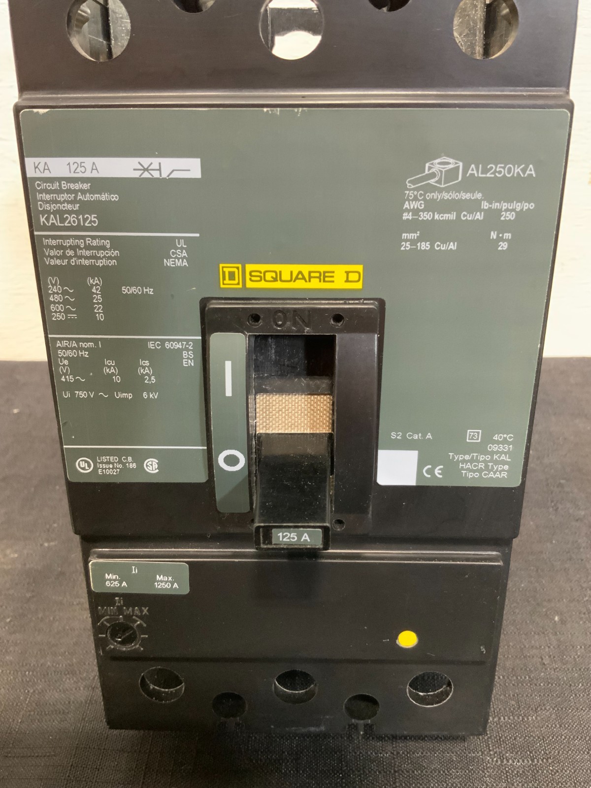 Square D KAL26125 Circuit Breaker 2 Pole 600VAC 125AMP 23C_3 Square D KAL26125 Circuit Breaker 2 Pole 600VAC 125AMP 23C