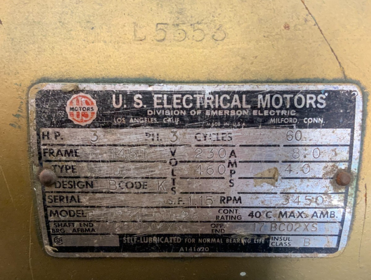 US Electrical Motors F-1331-00-268 General Purpose Motor 52B_2 US Electrical Motors F-1331-00-268 General Purpose Motor 52B