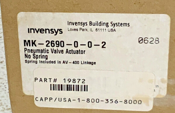 NEW INVENSYS MK-2690-0-0-2 Valve Building System Pneumatic Valve ...