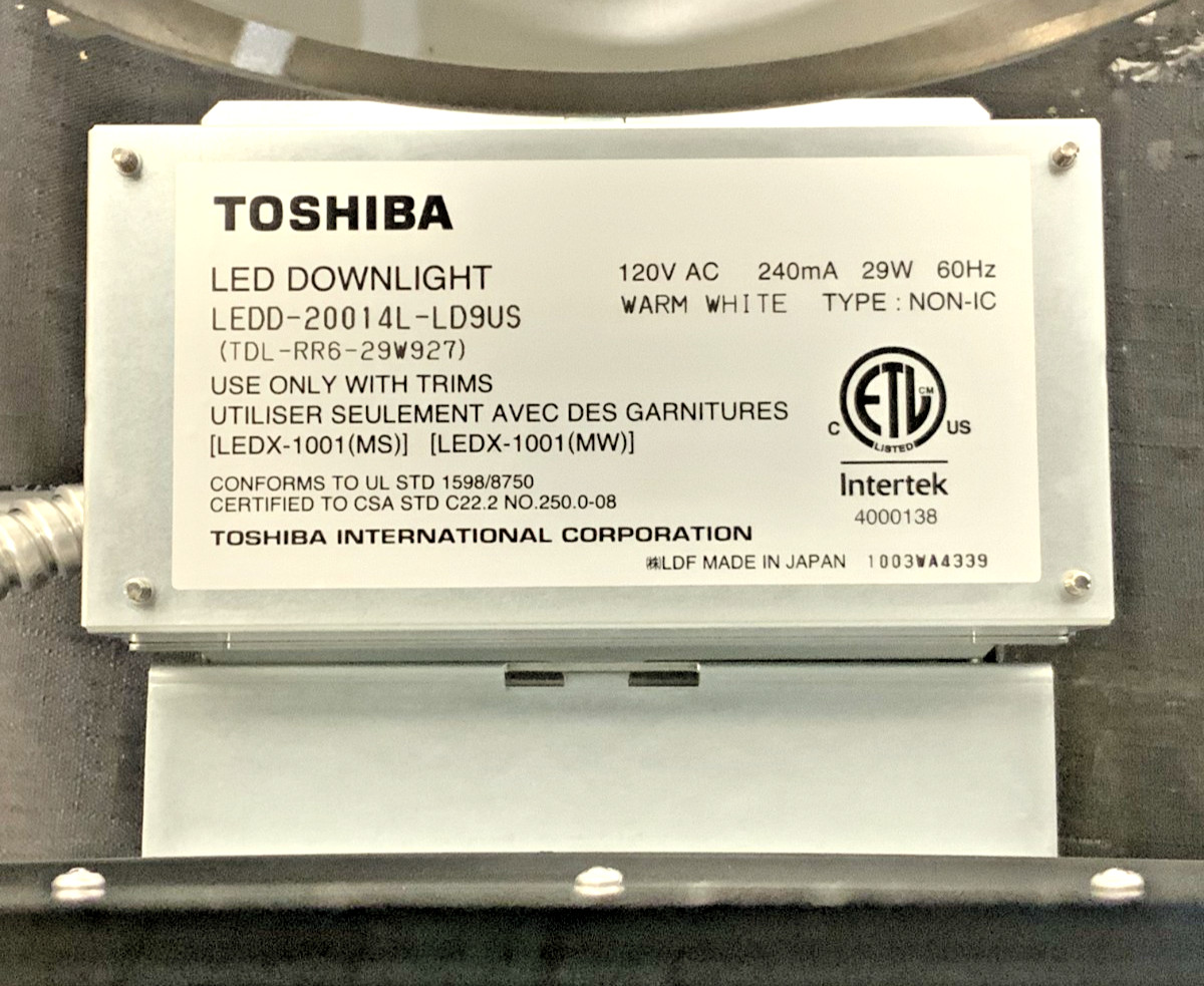 NEW Toshiba LEDD-20014L-LD9US Warm White LED Downlight LEDX-1001 120V 26W E9B_7 NEW Toshiba LEDD-20014L-LD9US Warm White LED Downlight LEDX-1001 120V 26W E9B