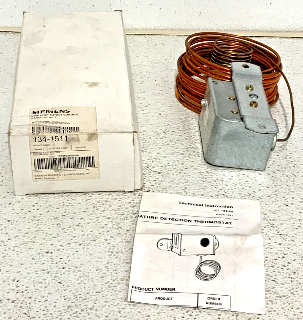 NEW Siemens 134-1511 Low Temperature Cutout Control Range 35/45F 216B_0 NEW Siemens 134-1511 Low Temperature Cutout Control Range 35/45F 216B