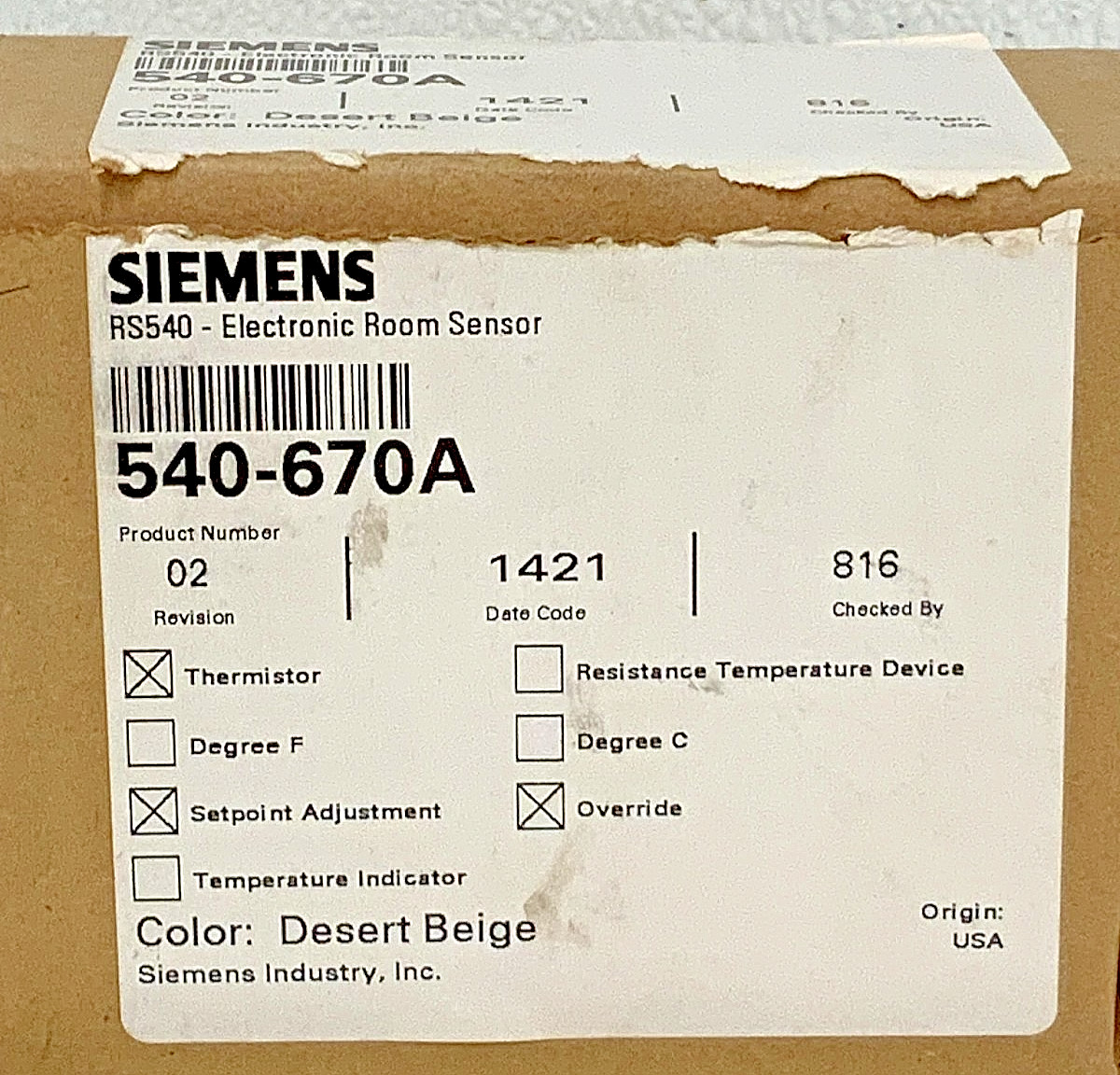 NEW Siemens 540-670-A Beige Electronic Room Sensor Series 1000 55/95F 257D_6 NEW Siemens 540-670-A Beige Electronic Room Sensor Series 1000 55/95F 257D