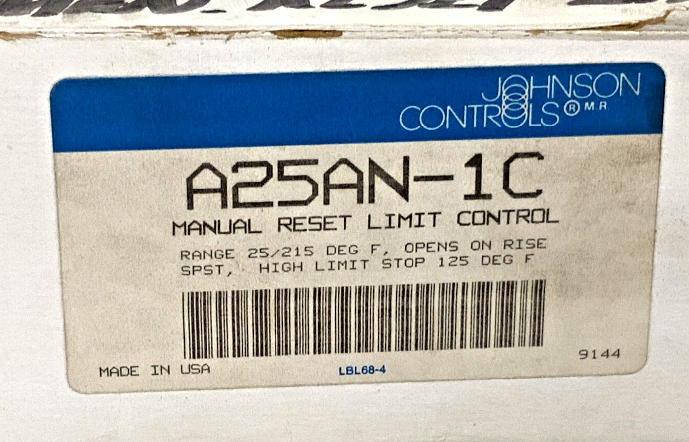 NEW Johnson Controls A25AN-1C Manual Warm Air Reset Control Limit 25-215F 247B_6 NEW Johnson Controls A25AN-1C Manual Warm Air Reset Control Limit 25-215F 247B