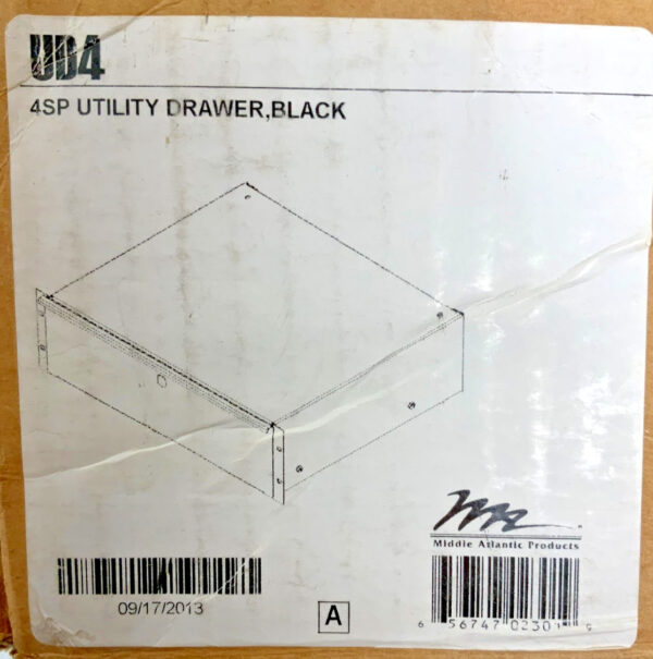 New Middle Atlantic UD4 4SP Black Utility Rack Drawer 15.9" x 14.5" 36D