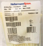 NEW Lot of 1500 HellermannTyton 112-05019 T50R Natural Cable Tie 50Lb. 8" 77B