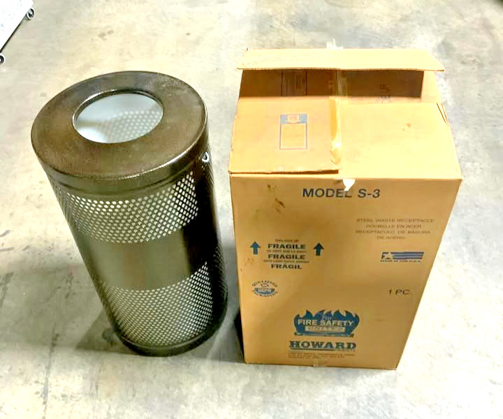 NEW United Howard S-3 Heavy Duty Steel Waste Receptacle For Fire Safety Bronze_0 NEW United Howard S-3 Heavy Duty Steel Waste Receptacle For Fire Safety Bronze