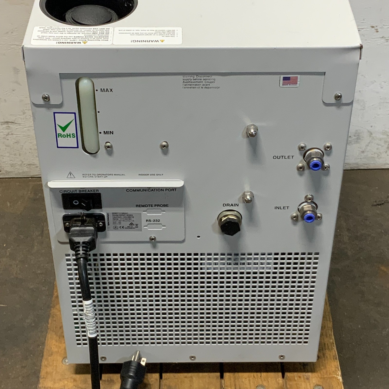 Agilent Technologies G8481A G8481 80003 Circulating Chiller 120V H8B_9 Agilent Technologies G8481A G8481 80003 Circulating Chiller 120V H8B