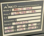 TJ Axco AX-10 Bulk Hot Melt Tank Unit Gluer W Hose & Gun 1-16 HP 50-60 HZ 211A