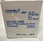 New Box of 1000 VWR 47729-568 Disposable Culture Tubes Borosilicate Glass 248A