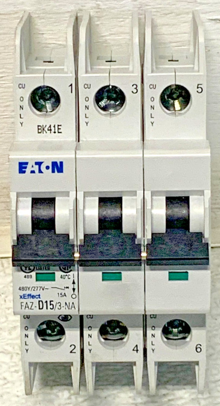 New Eaton FAZ-D15/3-NA EN/IEC 60947-2 Circuit Breaker 3-Pole 277/480V 50/60Hz_0 New Eaton FAZ-D15/3-NA EN/IEC 60947-2 Circuit Breaker 3-Pole 277/480V 50/60Hz