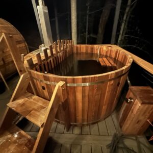 6ft Canadian Cedar Wood Fire Barrel Hot Tub Internal Stove 3-4 Person 72"