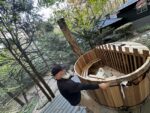 6ft Canadian Cedar Wood Fire Barrel Hot Tub Internal Stove 3-4 Person 72"