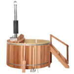 6ft Canadian Cedar Wood Fire Barrel Hot Tub Internal Stove 3-4 Person 72"